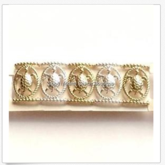 Silver Gold Sea Life Turtle Charm Bracelet Stretch - Picture 2 of 8